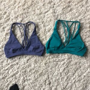 Lululemon sports bras, great condition, emerald green, dark purple